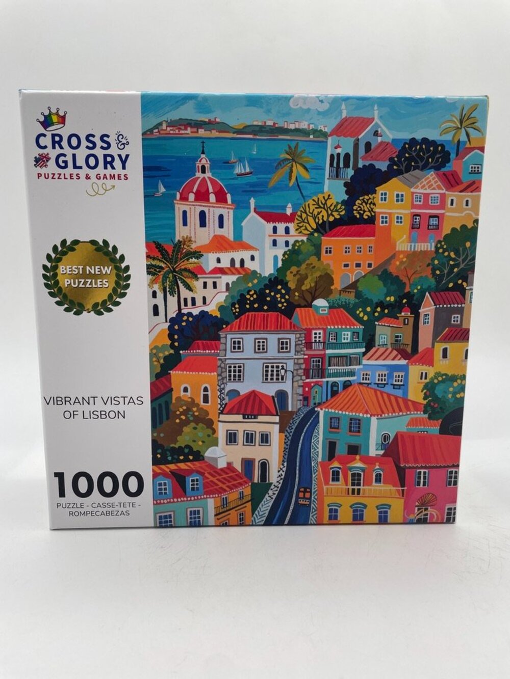 Cross and Glory 1000 Piece Puzzle Titled Vibrant Vistas of Lisbon Complete MINT